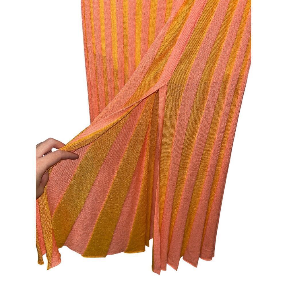 House of Harlow Orange & Pink Striped Maxi Skirt Size Large European Summer - Picture 7 of 10